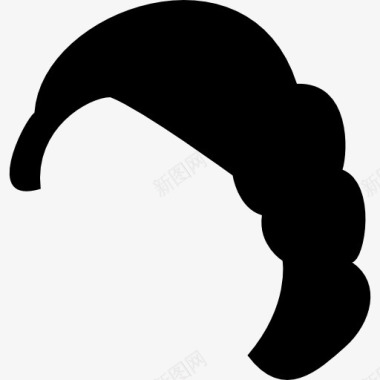 黑色背景女性黑色的短头发的形状在一边图标图标