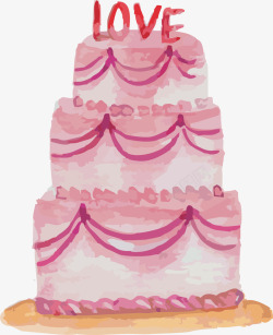 多层粉色水彩蛋糕矢量图素材