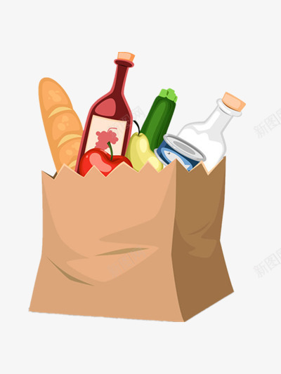 纸质购物袋png免抠素材_88icon https://88icon.com 买菜 纸质购物袋 购物 购物袋 食品