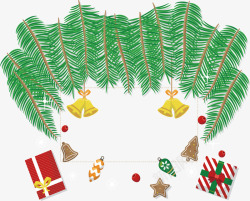 松枝铃铛圣诞节装饰边框素材