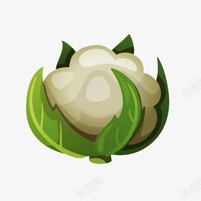 蔬菜png免抠素材_88icon https://88icon.com 卡通 卡通花椰菜 可爱 白色 花菜 蔬菜 青色