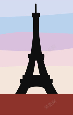 卡通旅游城市邮票巴黎矢量图素材