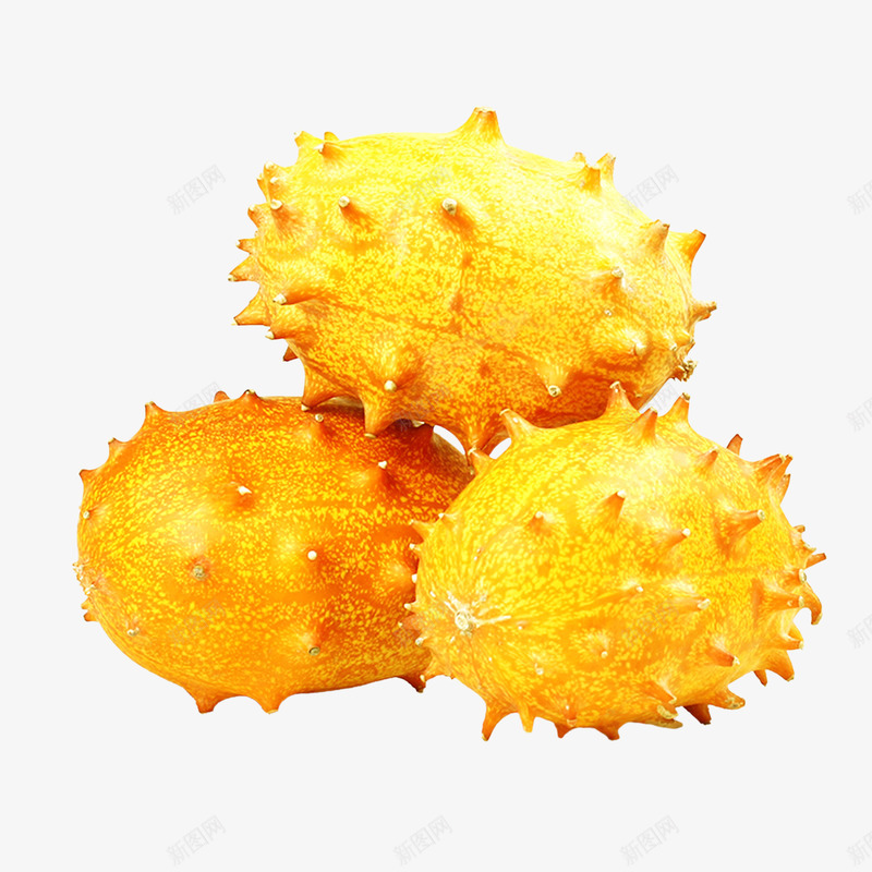 堆放的刺角瓜png免抠素材_88icon https://88icon.com 三个刺角瓜 多刺 稀有水果 黄色