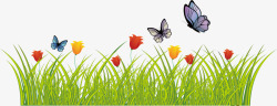 手绘在草丛中飞的蝴蝶矢量图素材