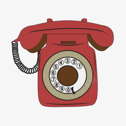 卡通红色古老电话机素材