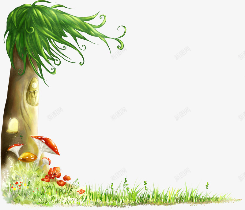 绿色户外美景蘑菇花朵png免抠素材_88icon https://88icon.com 户外 绿色 美景 花朵 蘑菇