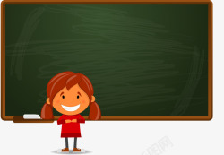 手绘站在黑板前的小女孩素材