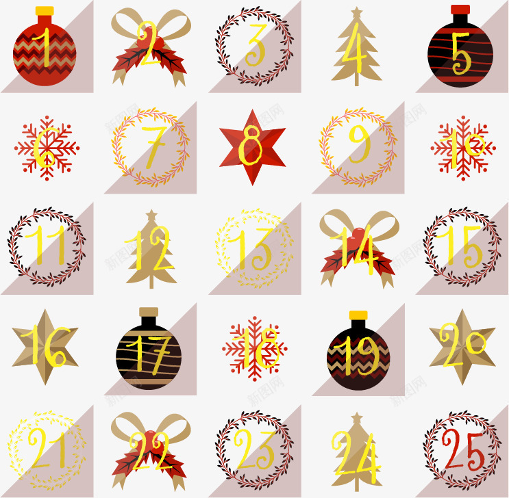 可爱圣诞节日历png免抠素材_88icon https://88icon.com 倒数日历 十二月日历 圣诞节日历 矢量素材