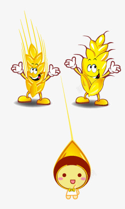 卡通金黄色的麦穗效果合成素材