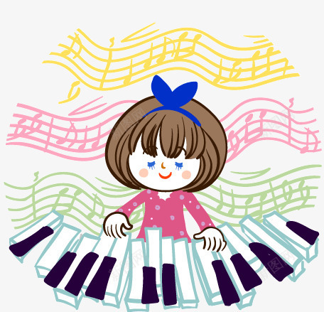 弹奏钢琴的女孩矢量图ai免抠素材_88icon https://88icon.com 五线谱 弹奏钢琴的女孩 插画 水彩 钢琴 矢量图