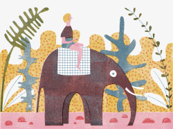 骑大象的人插图素材