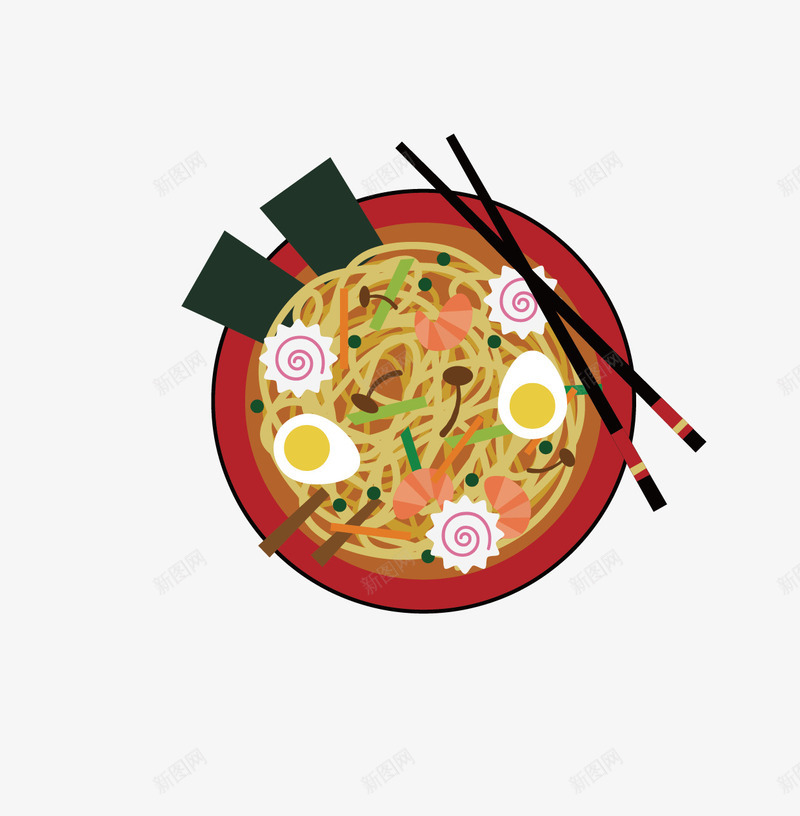 插画面食加荷包蛋矢量图ai免抠素材_88icon https://88icon.com 筷子 荷包蛋 面 面条 矢量图