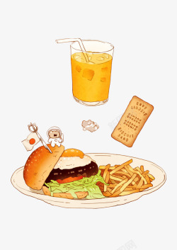 汉堡与饮料矢量图素材