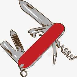 瑞士军刀红色手绘瑞士军刀矢量图高清图片