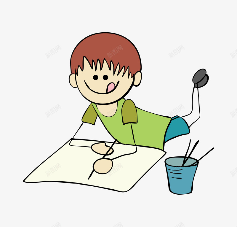 卡通手绘写字的男孩png免抠素材_88icon https://88icon.com 写字的男孩 创意 动漫动画 卡通男孩 可爱的男孩 手绘