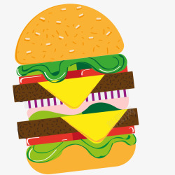 创意汉堡包食物矢量图素材
