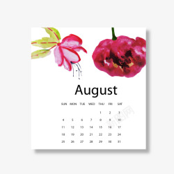 红白色日历红白色2019年8月花朵日历矢量图高清图片