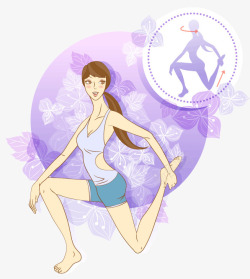 紫色韩国美女瑜伽素材