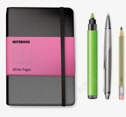 手绘笔记本和三只笔素材