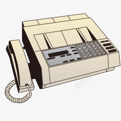 手绘复古电话传真机素材