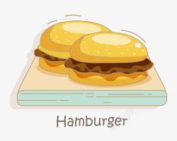 汉堡包美食手绘插画素材
