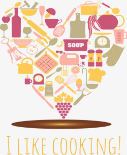 我爱烹饪烹饪工具拼图海报矢量图高清图片