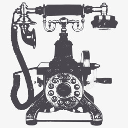 黑色手绘复古电话素材