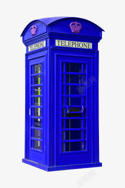 电话道具蓝色复古电话亭高清图片