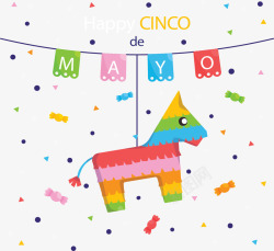彩色拼图小马墨西哥节日矢量图素材