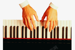 弹奏钢琴的双手特写摄影素材