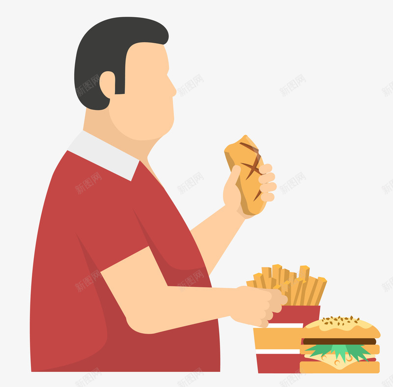 快餐矢量图eps免抠素材_88icon https://88icon.com 快餐 汉堡 矢量素材 薯条 进食 矢量图