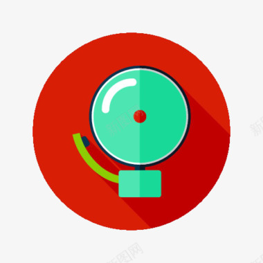红色清新圆形警报铃图标图标