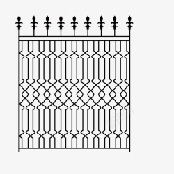 黑色线条铁艺栅栏围墙素材