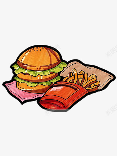 卡通汉堡薯条png免抠素材_88icon https://88icon.com 垃圾食物 快餐 汉堡包 美食 肯德基 薯条 麦当劳