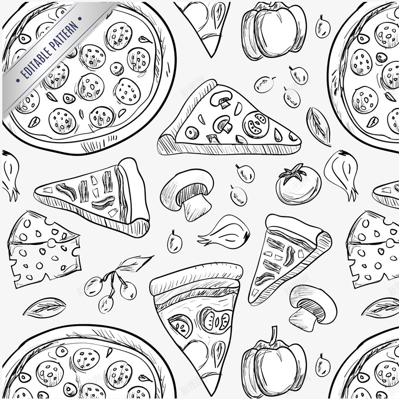 手绘美味披萨png免抠素材_88icon https://88icon.com 南瓜 手绘披萨 手绘披萨png素材 美味披萨 西红柿