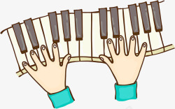 手绘弹钢琴人物动作素材