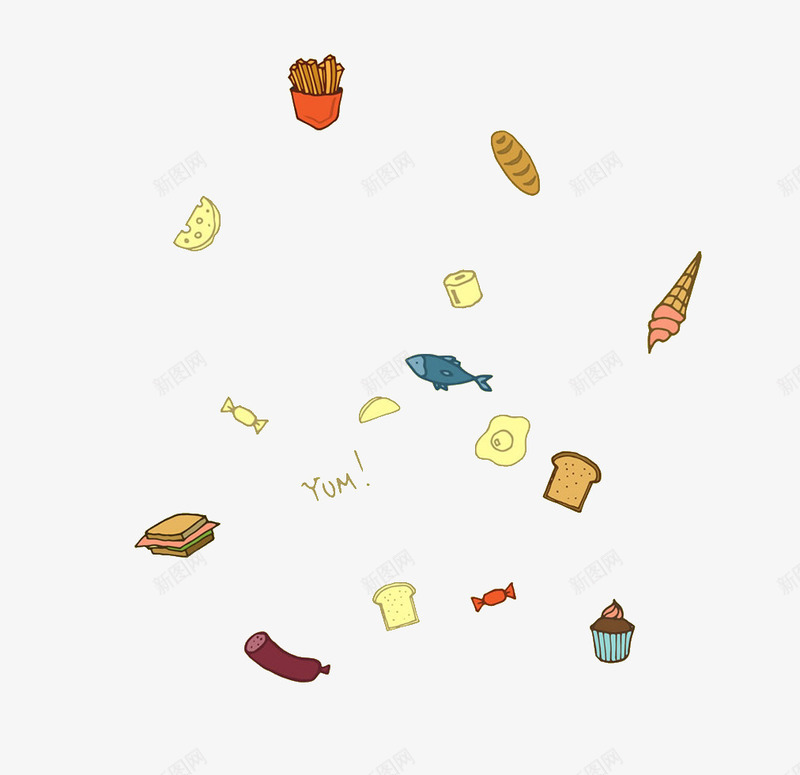 食物漂浮png免抠素材_88icon https://88icon.com 卡通 汉堡 漂浮 甜筒 食物 鱼