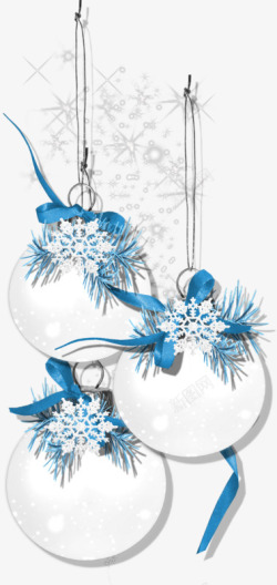 卡通白色铃铛蓝色雪花装饰素材
