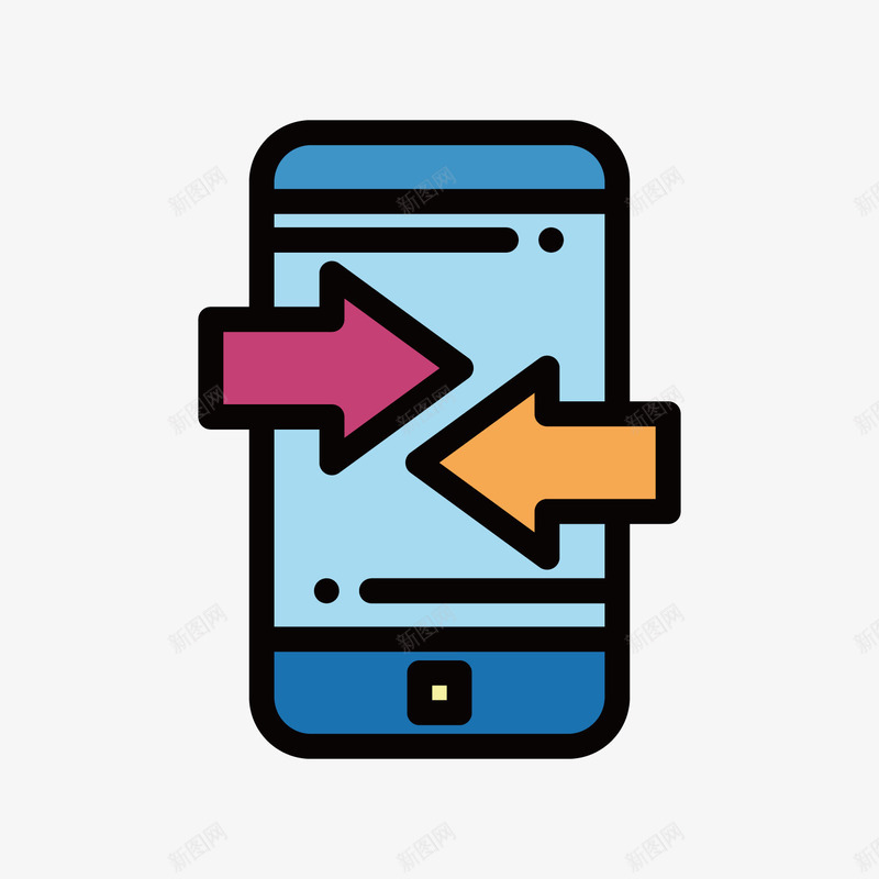 蓝色手绘手机科技元素矢量图ai免抠素材_88icon https://88icon.com 交换 卡通插画 屏幕 扁平化 手机 手绘 按键 蓝色 矢量图