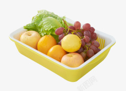 沥水篮子黄色长方形洗菜篮高清图片