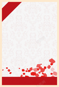 红色花纹方格子背景素材