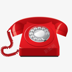 卡通的通讯工具红色的电话机矢量图高清图片