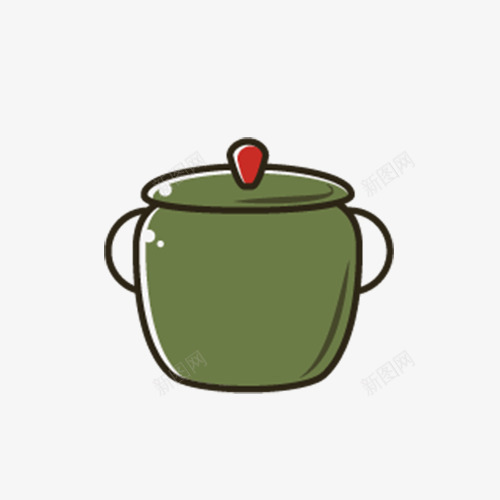 卡通小锅png免抠素材_88icon https://88icon.com 卡通小锅 厨房用品 手绘小锅 绘画 绿色小锅 罐子