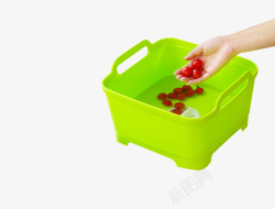 塑料置物篮绿色大号置物篮洗菜篮高清图片