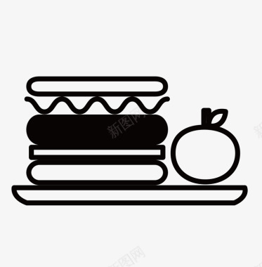 手绘水果图片汉堡和水果图标图标