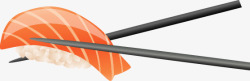筷子夹起的三文鱼刺身矢量图素材