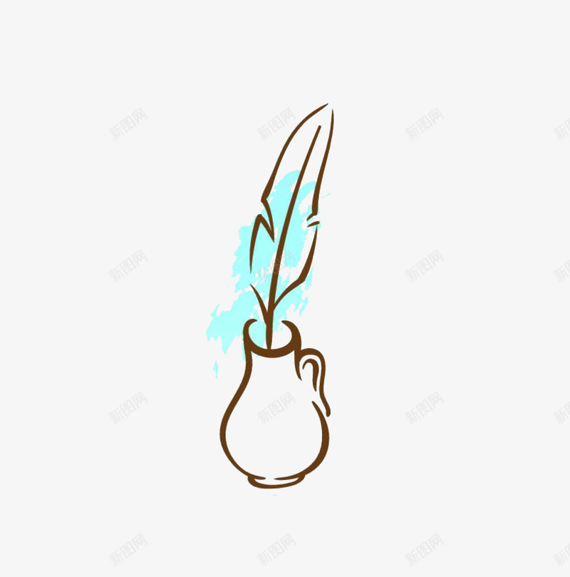 手绘羽毛笔png免抠素材_88icon https://88icon.com 书写工具 手绘 笔筒 简约 羽毛笔