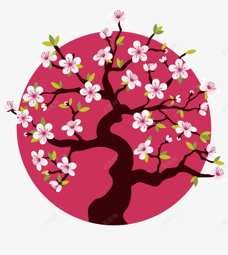 盛开的粉色樱花树png免抠素材_88icon https://88icon.com png图片 免费png 免费png素材 树木 植物 水彩 粉色 绿叶