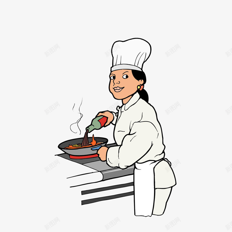 卡通厨房做菜回眸的女厨师png免抠素材_88icon https://88icon.com 卡通厨娘 厨娘 厨房做菜 回头看 回眸 女厨师 放调解 菜品研发