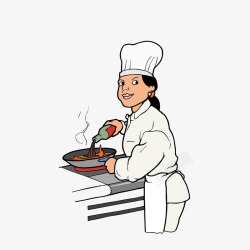 卡通厨房做菜回眸的女厨师素材